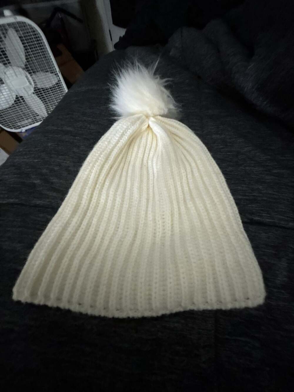 J.Crew Ivory Ribbed Pom-Pom Beanie Warm Comfy One Size